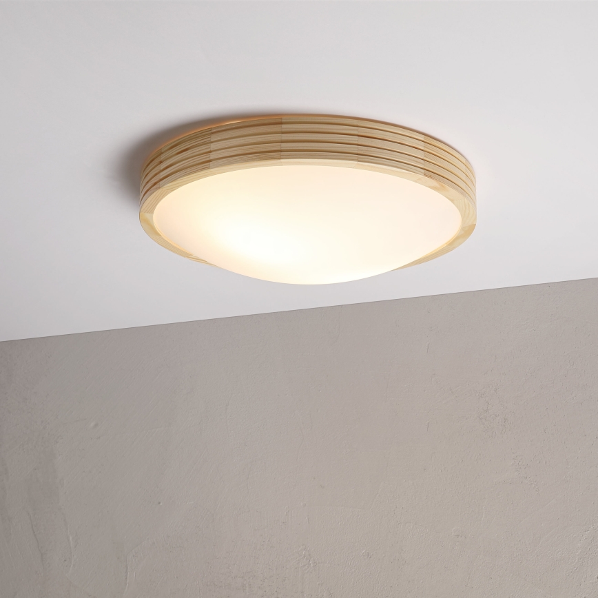 Plafonsko svetlo NATURAL MODERN SLIM 2xE27/15W/230V prečnik 37,5 cm borovina