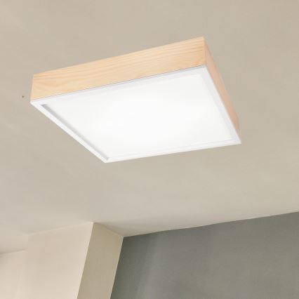 Plafonsko svetlo NATURAL SQUARE 4xE27/15W/230V 48x48 cm bor/bela
