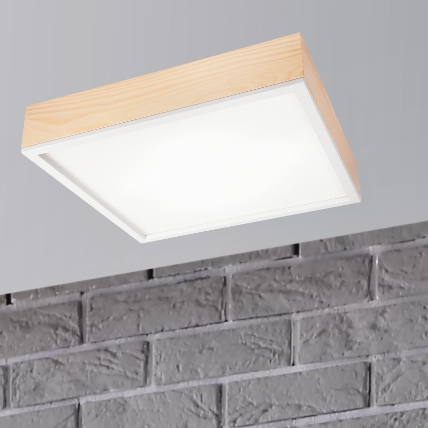 Plafonsko svetlo NATURAL SQUARE 4xE27/15W/230V 48x48 cm bor/bela