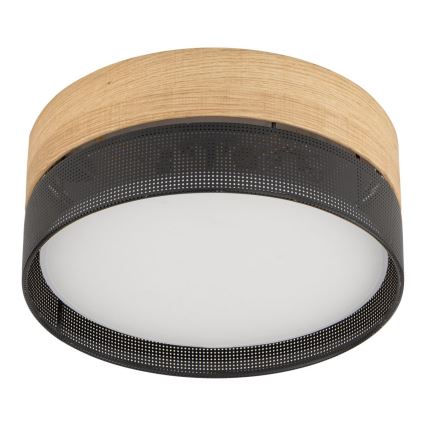 Plafonsko svetlo NICOL 4xE27/15W/230V prečnik 50 cm furnir/crna