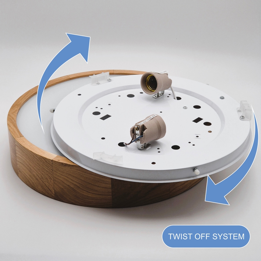 Plafonsko svetlo OAK 2xE27/60W/230V hrast, prečnik 37,5 cm