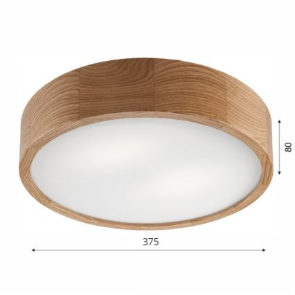 Plafonsko svetlo OAK 2xE27/60W/230V hrast, prečnik 37,5 cm
