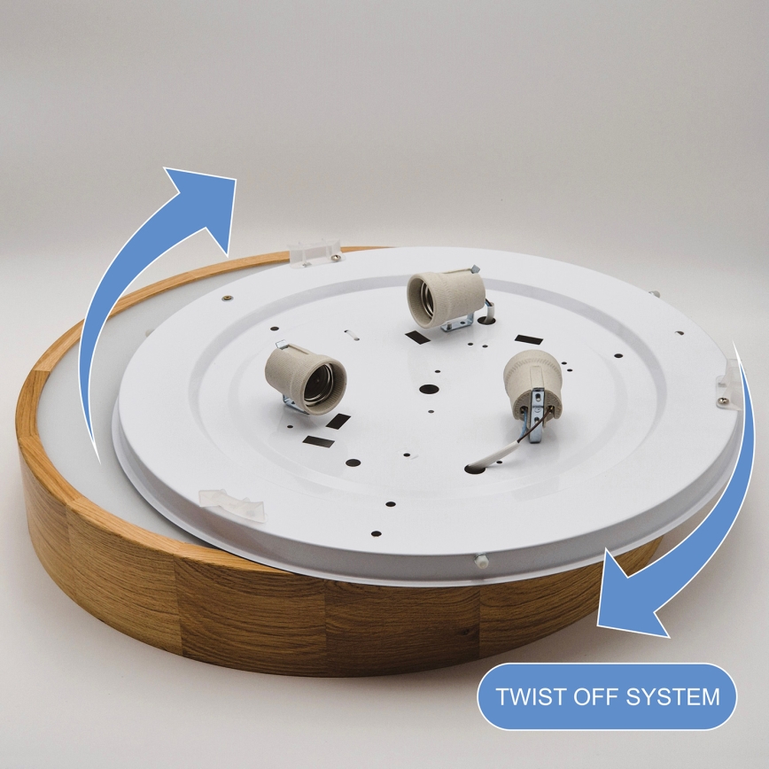 Plafonsko svetlo OAK 3xE27/60W/230V hrast prečnik 47,5 cm
