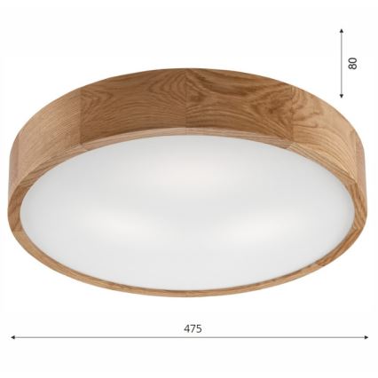 Plafonsko svetlo OAK 3xE27/60W/230V hrast prečnik 47,5 cm
