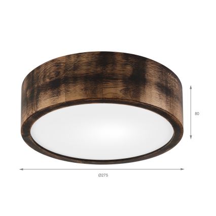Plafonsko svetlo OAK SMOKY 1xE27/15W/230V Ø 27,5 cm hrast/tamno braon