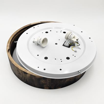 Plafonsko svetlo OAK SMOKY 2xE27/15W/230V prečnik 37,5 cm hrast/tamno braon