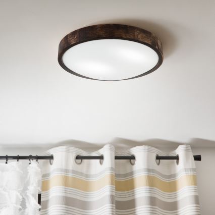 Plafonsko světlo OAK SMOKY SLIM 2xE27/15W/230V, prečnik 37 cm, hrast/tamno braon