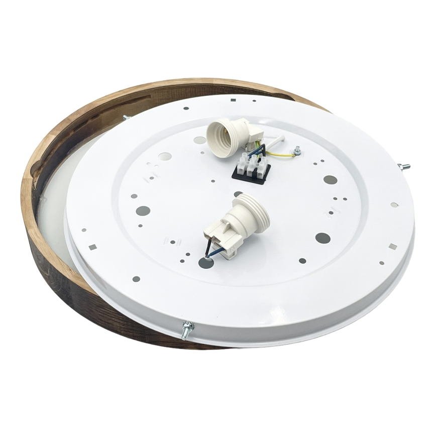 Plafonsko světlo OAK SMOKY SLIM 2xE27/15W/230V, prečnik 37 cm, hrast/tamno braon