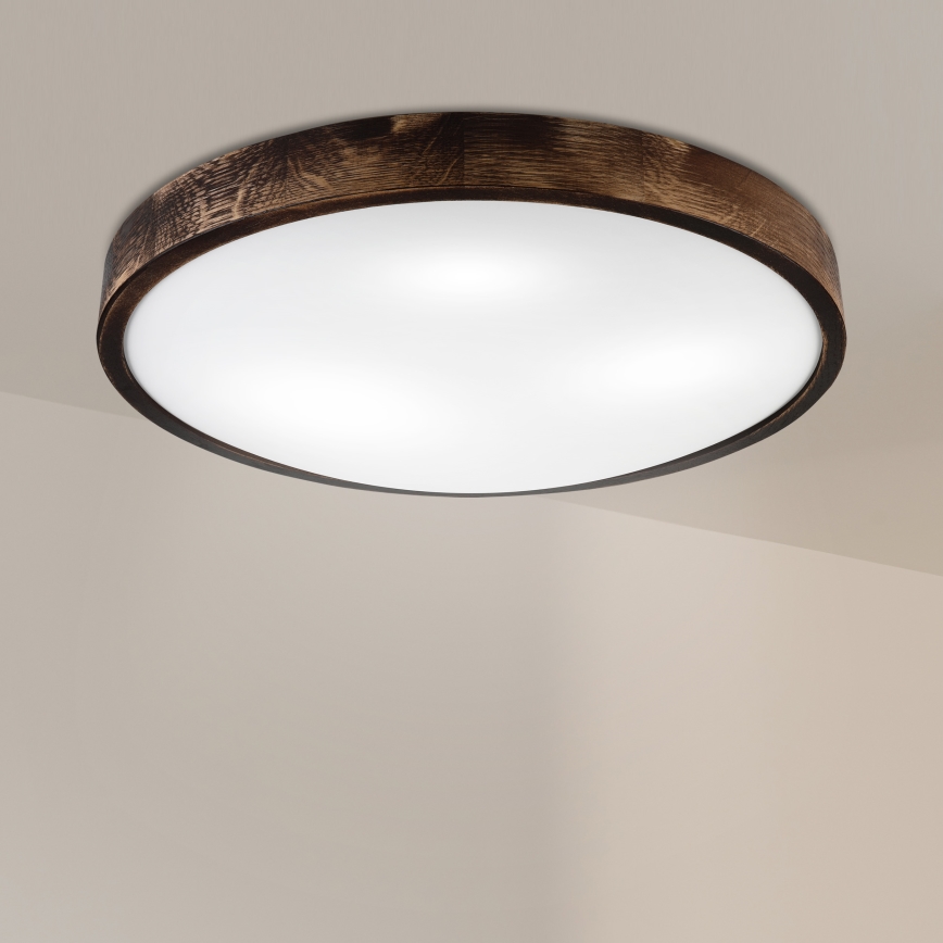 Plafonsko svetlo OAK SMOKY SLIM 3xE27/15W/230V prečnik 47 cm hrast/tamno braon
