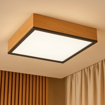 Plafonsko svetlo OAK SQUARE 4xE27/15W/230V 39x39 cm hrast/crna