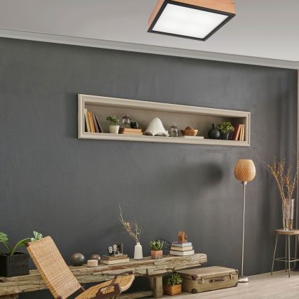 Plafonsko svetlo OAK SQUARE 4xE27/15W/230V 39x39 cm hrast/crna