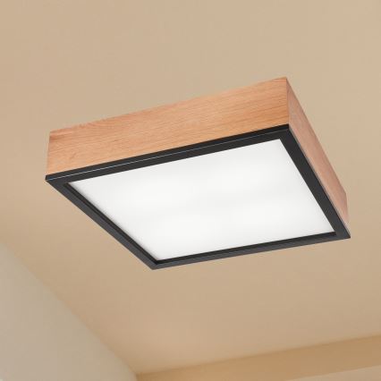 Plafonsko svetlo OAK SQUARE 4xE27/15W/230V 39x39 cm hrast/crna