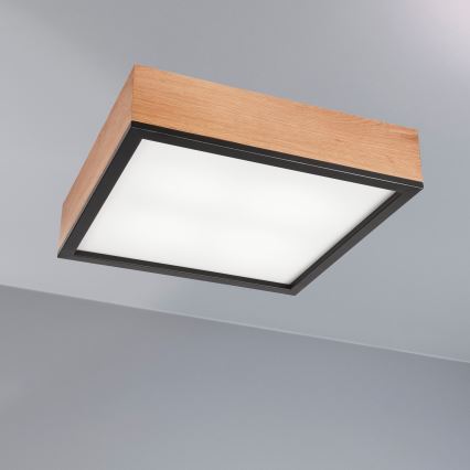 Plafonsko svetlo OAK SQUARE 4xE27/15W/230V 39x39 cm hrast/crna
