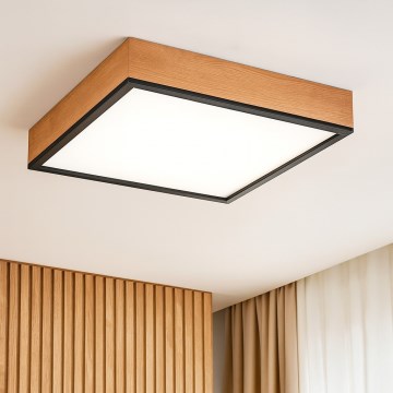 Plafonsko svetlo OAK SQUARE 4xE27/15W/230V 48x48 cm hrast/crna