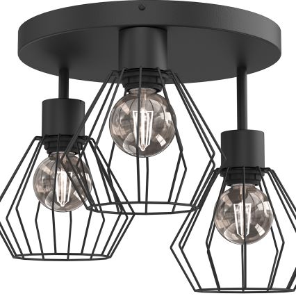 Plafonsko svetlo PARKLA 3xE27/15W/230V crno