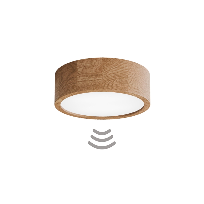 Plafonsko svetlo sa senzorom pokreta i sumraka CLEO 2xE27/24W/230V pr. 27,5 cm hrast