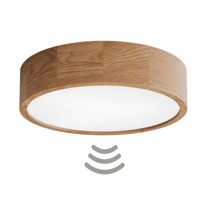 Stropna lampa sa senzorom pokreta i sumraka CLEO 3xE27/24W/230V prečnik 37,5 cm hrast