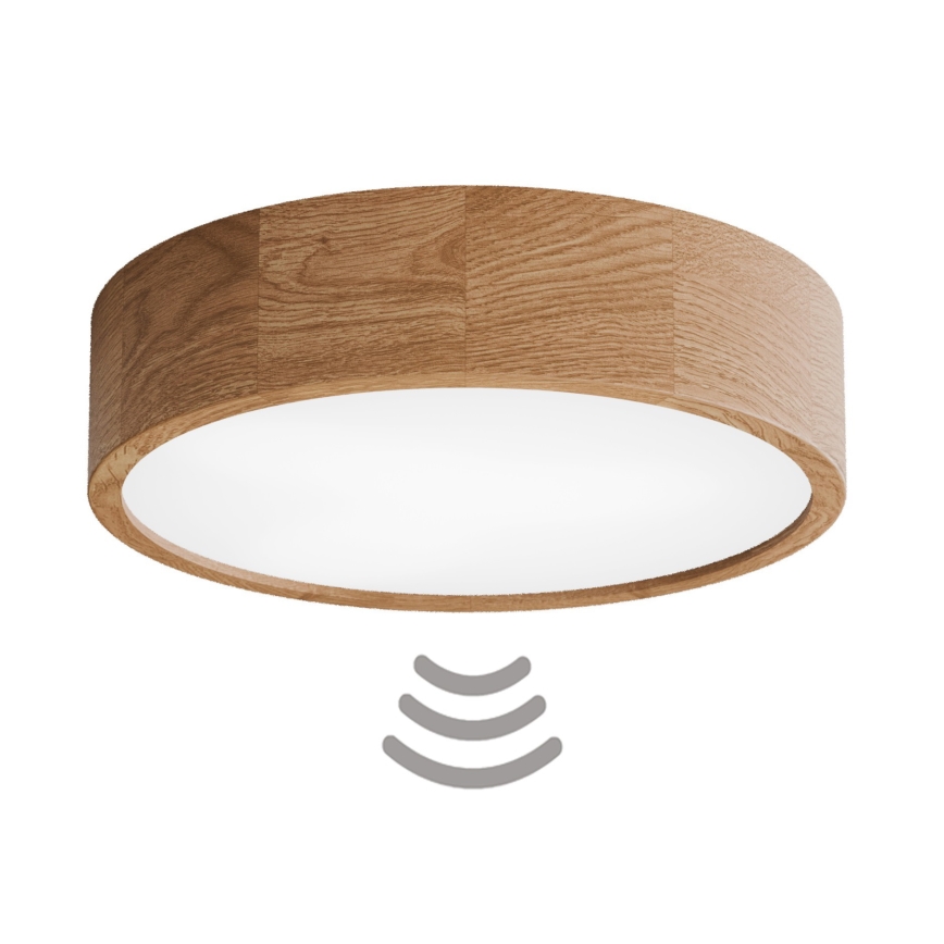 Stropna lampa sa senzorom pokreta i sumraka CLEO 3xE27/24W/230V prečnik 37,5 cm hrast