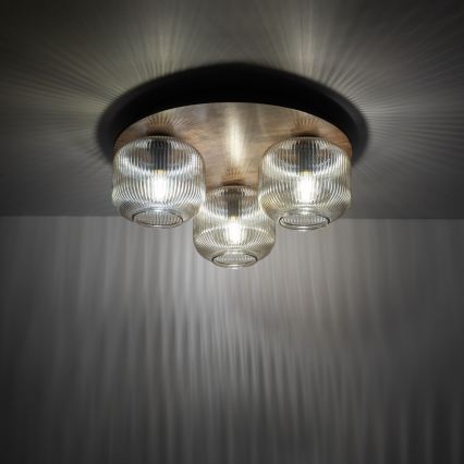 Plafonsko svetlo SALVIA 3xE14/10W/230V prečnik 40 cm braon/dimljeno braon