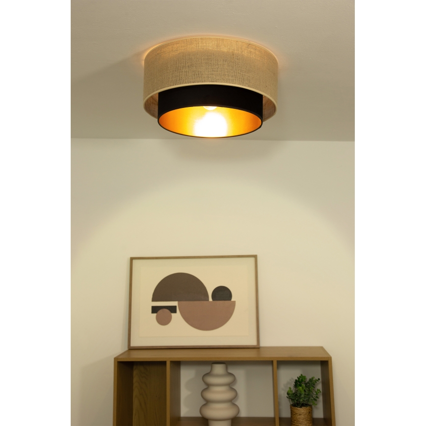 Plafonsko svetlo SARTA 1xE27/60W/230V prečnik 45 cm crna/juta