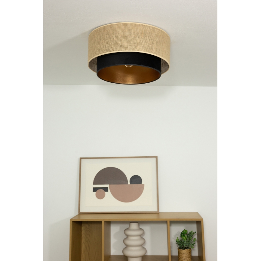 Plafonsko svetlo SARTA 1xE27/60W/230V prečnik 45 cm crna/juta