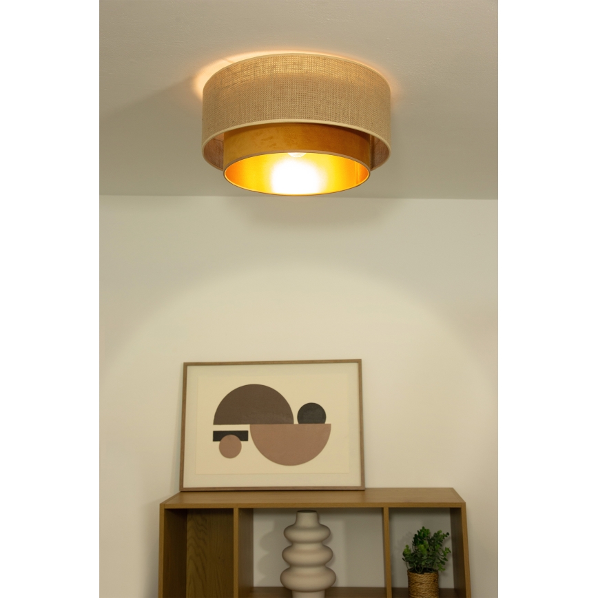 Plafonsko svetlo SARTA 1xE27/60W/230V Ø 45 cm bakarna/juta