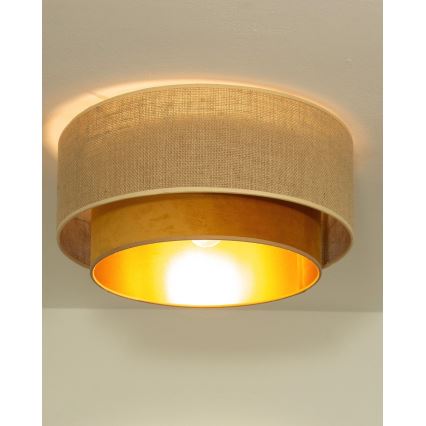 Plafonsko svetlo SARTA 1xE27/60W/230V Ø 45 cm bakarna/juta