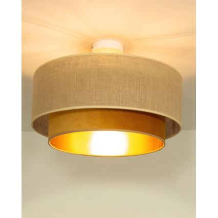 Plafonsko svetlo SARTA 1xE27/60W/230V Ø 45 cm bakarna/juta