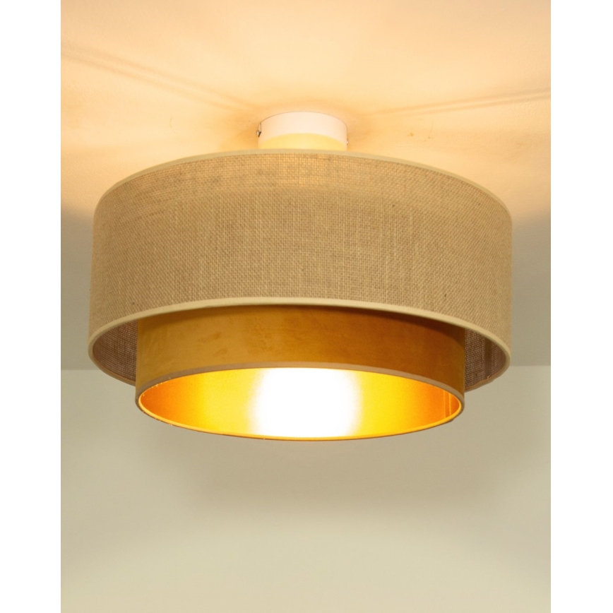 Plafonsko svetlo SARTA 1xE27/60W/230V Ø 45 cm bakarna/juta