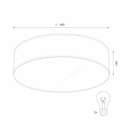 Plafonsko svetlo SIRJA 2xE27/15W/230V, prečnik 45 cm, bež