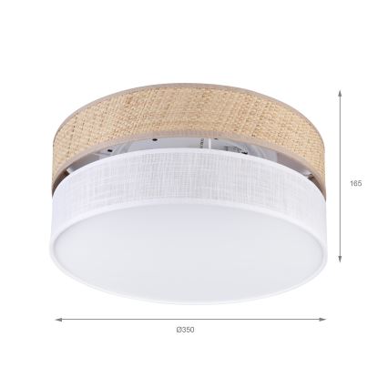 Plafonsko svetlo SIRJA DOUBLE BOHO 2xE14/15W/230V, prečnik 35 cm, bež/bela