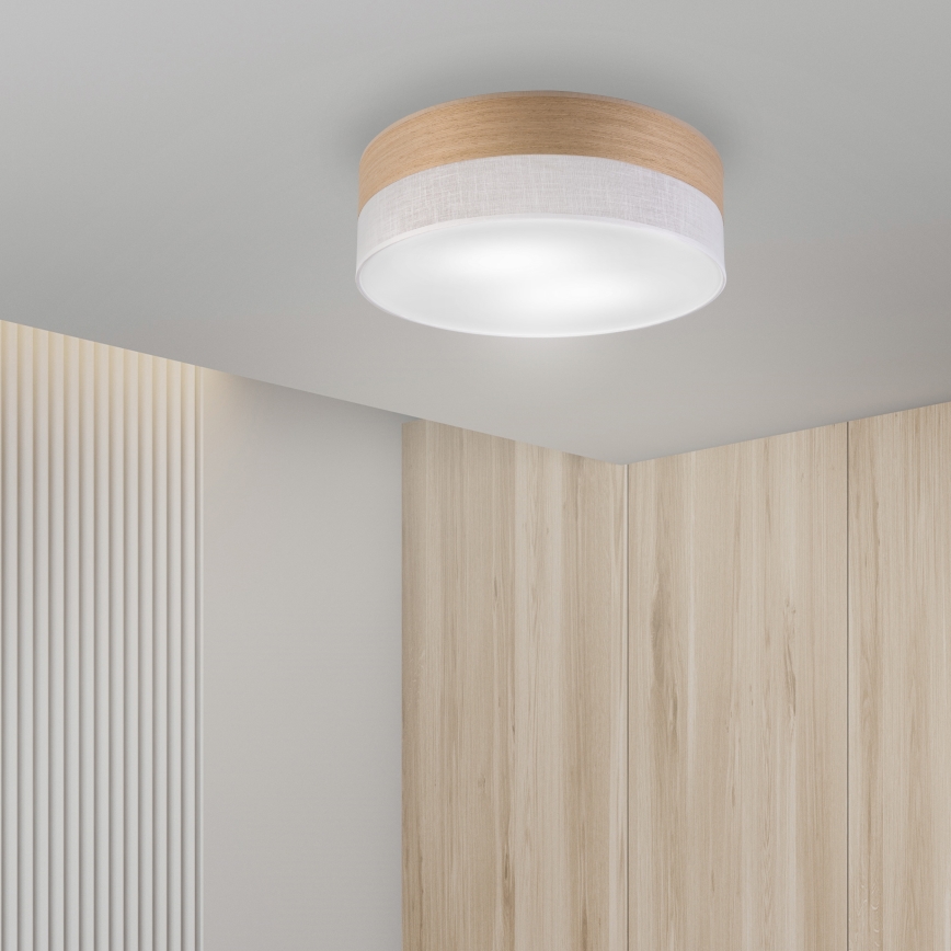 Plafonsko svetlo SIRJA WOOD 2xE27/15W/230V prečnik 45 cm bela/hrast