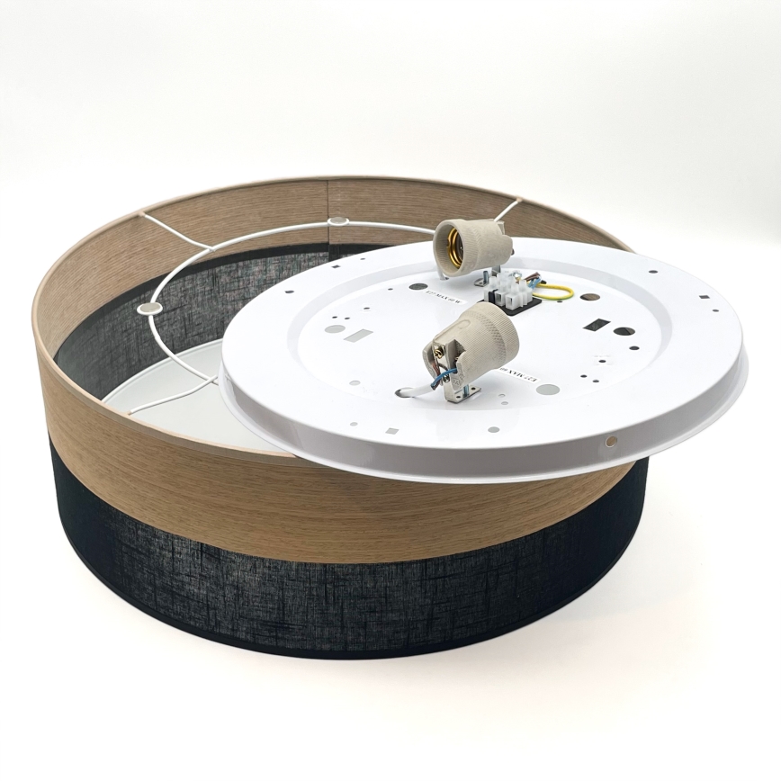 Plafonsko svetlo SIRJA WOOD 2xE27/15W/230V Ø 45 cm crna/hrast