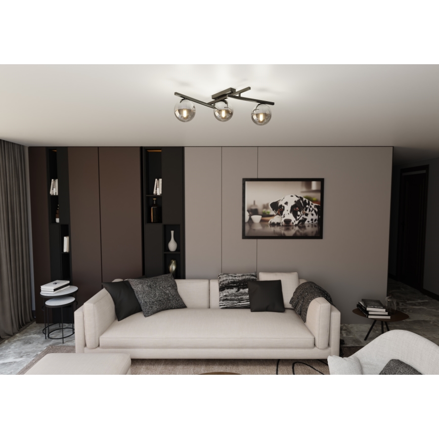 Plafonsko svetlo SMART 3xE14/10W/230V crno/sivo