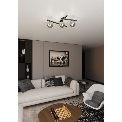 Plafonsko svetlo SMART 3xE14/10W/230V crno/sivo