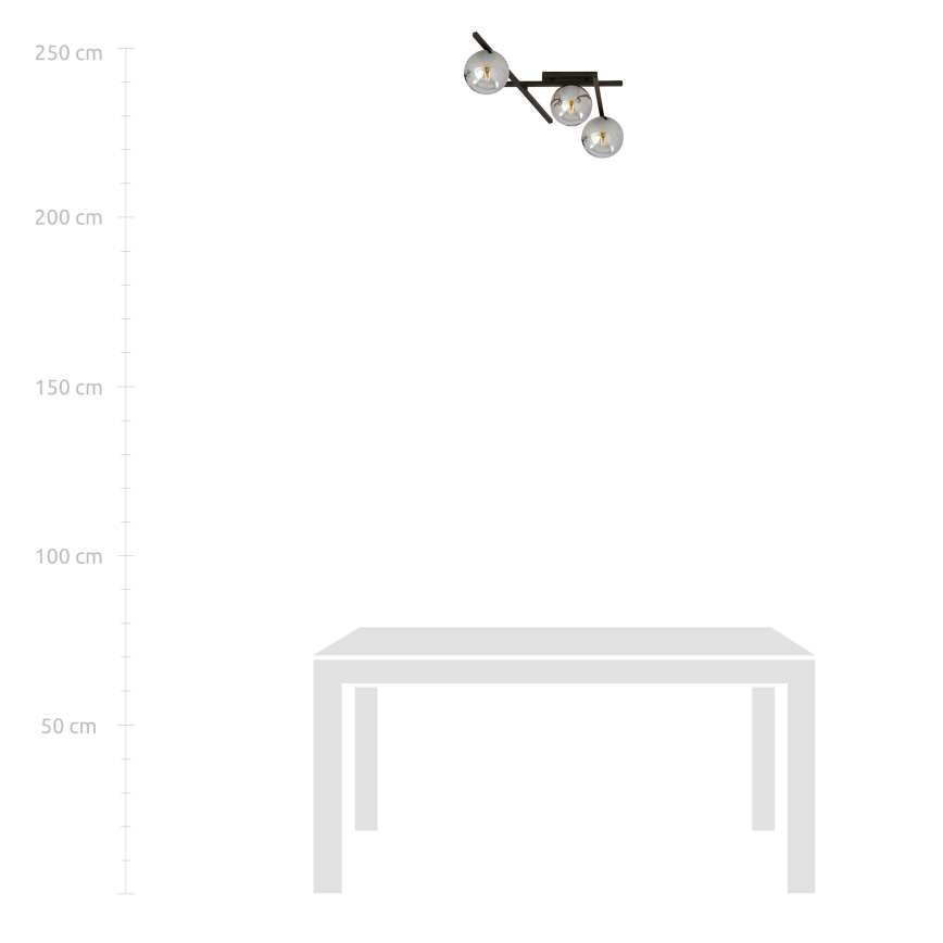 Plafonsko svetlo SMART 3xE14/10W/230V crno/sivo