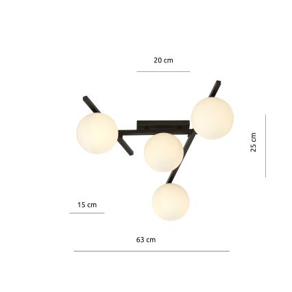 Plafonsko svetlo SMART 4xE14/10W/230V crno/belo