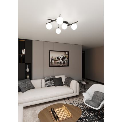 Plafonsko svetlo SMART 5xE14/10W/230V crno/belo