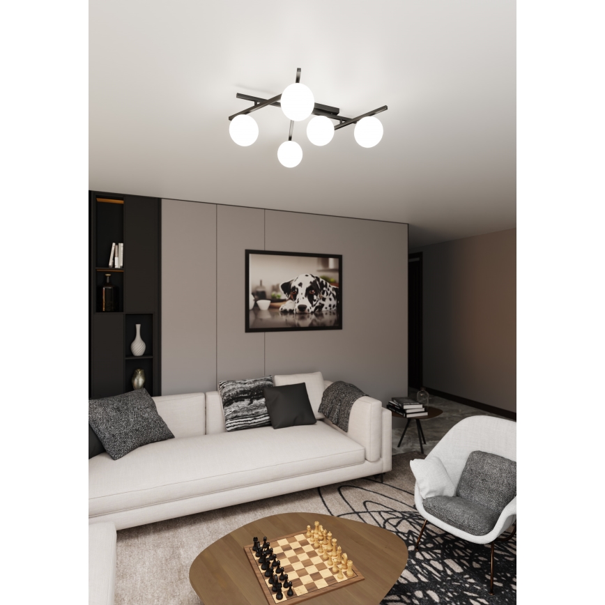 Plafonsko svetlo SMART 5xE14/10W/230V crno/belo