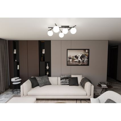 Plafonsko svetlo SMART 5xE14/10W/230V crno/belo