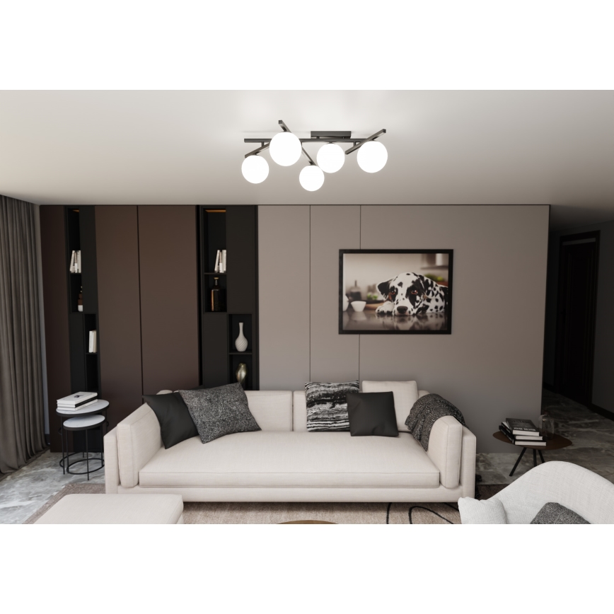 Plafonsko svetlo SMART 5xE14/10W/230V crno/belo