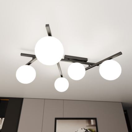 Plafonsko svetlo SMART 5xE14/10W/230V crno/belo