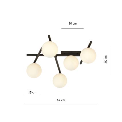 Plafonsko svetlo SMART 5xE14/10W/230V crno/belo