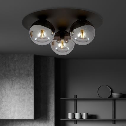 Plafonsko svetlo SOLAR 3xE14/10W/230V crno/sivo