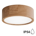 Plafonsko svetlo za kupatilo CLEO 2xE27/24W/230V IP54, prečnik 27,5 cm, hrast