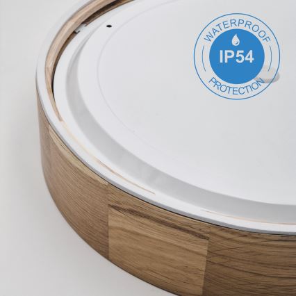 Plafonsko svetlo za kupatilo OAK 3xE27/15W/230V hrast prečnik 37 cm IP54