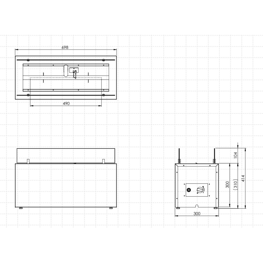 Planika - Spoljašnji plinski kamin 41,4x69,8 cm 10kW 1xAAA crna + zaštitni pokrov