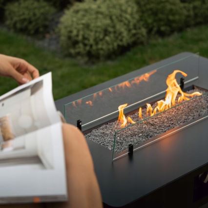 Planika - Spoljašnji gasni kamin 46x106 cm 10kW crni + zaštitni pokrivač