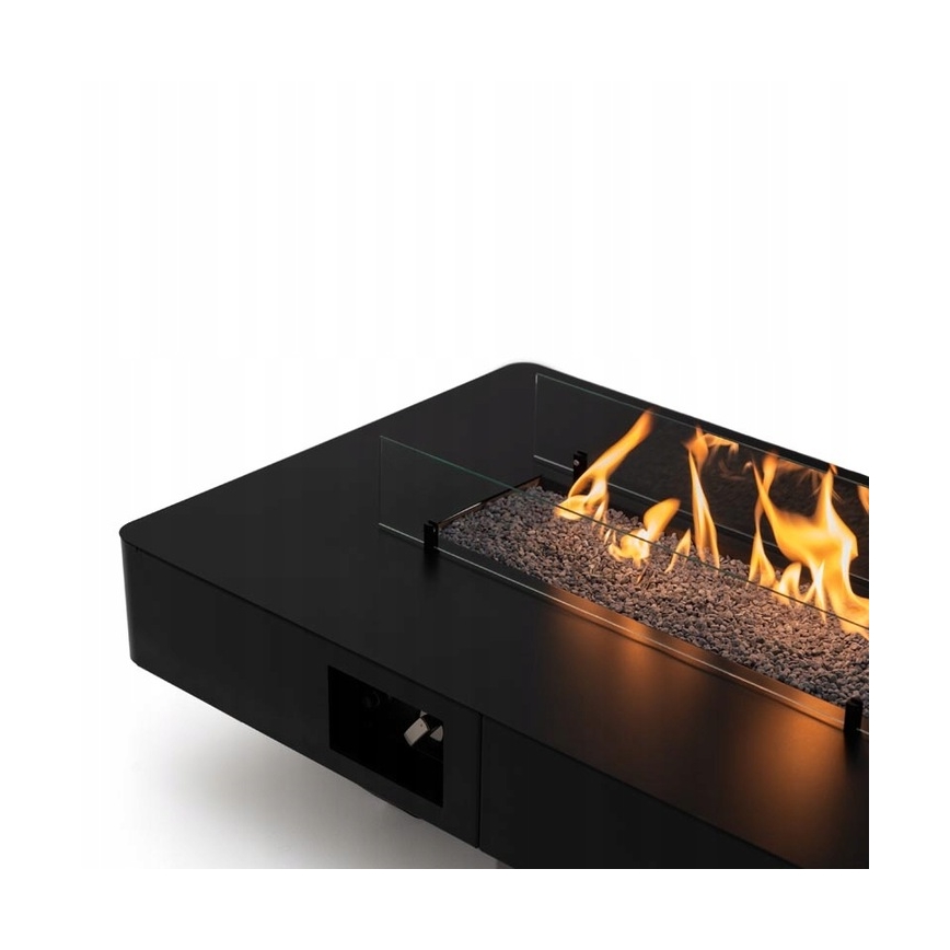 Planika - Spoljašnji gasni kamin 46x106 cm 10kW crni + zaštitni pokrivač