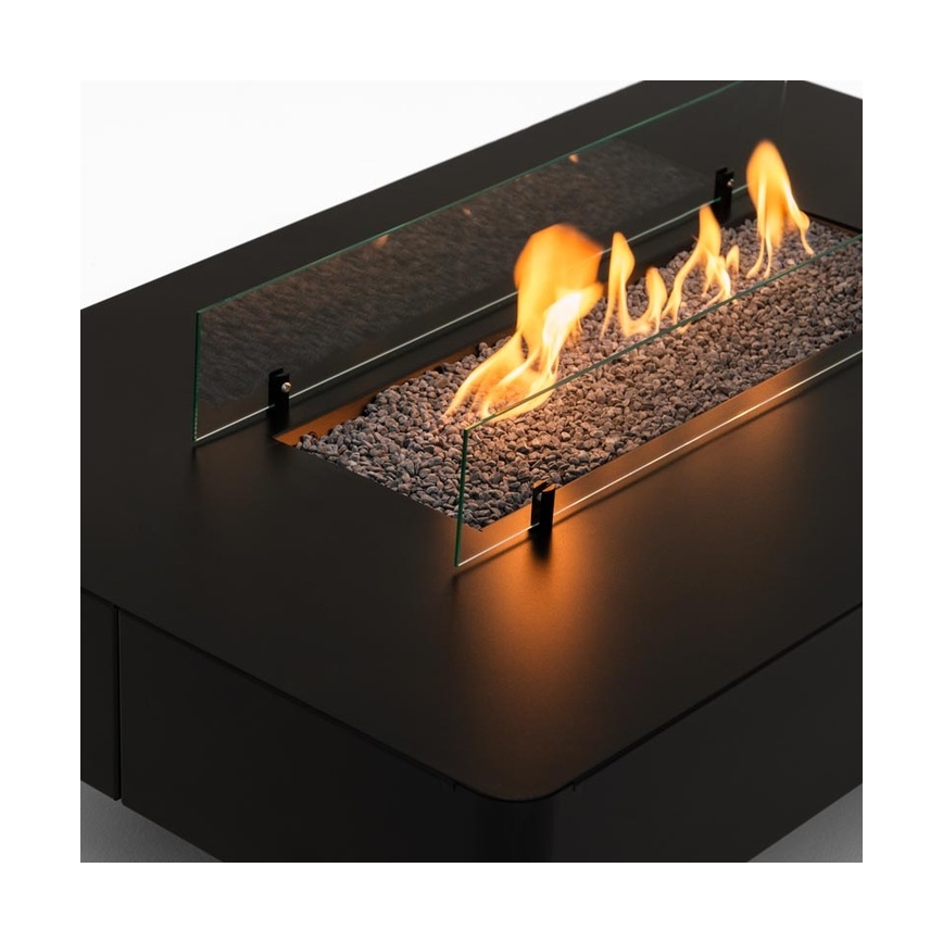 Planika - Spoljašnji gasni kamin 46x106 cm 10kW crni + zaštitni pokrivač